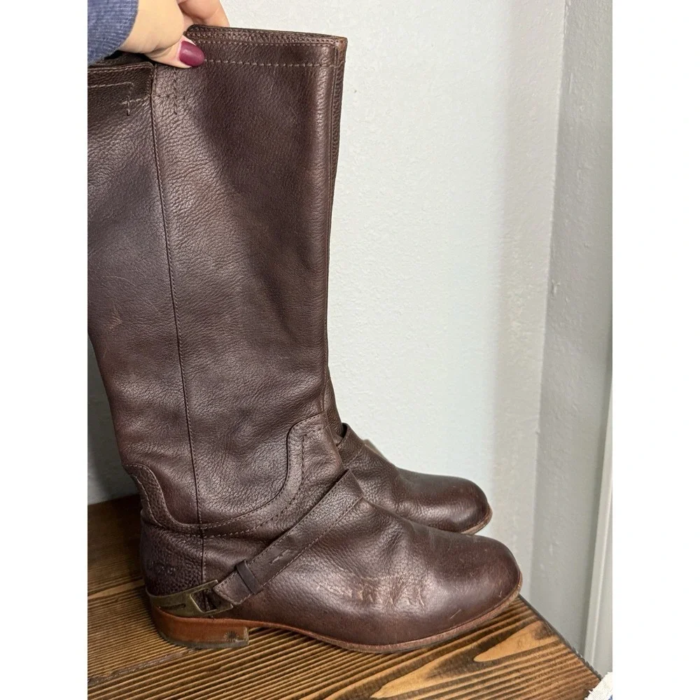 UGG Australia Channing 3184 Brown Tall Leather Riding Boots‎ Size 9 US